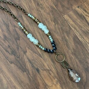 Glass Beaded Pendant Statement Necklace